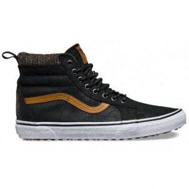 Vans SK8-HI MTE черные высокие зимние желтая полоска